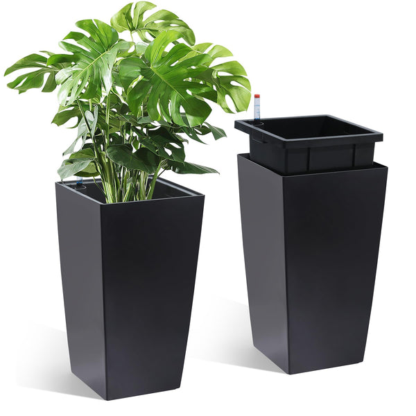 Black Tall Planters (Set of 2)