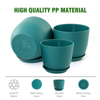 Blue-Green Planters with Tray (Set of 3)