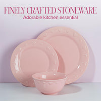 Pink Embossed Hearts Dinnerware (Set of 12)