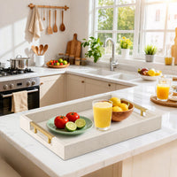 Beige Leather Serving Tray