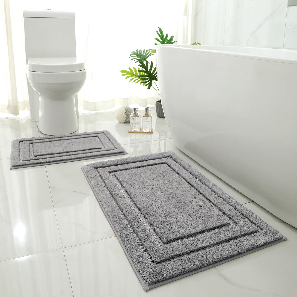 Grey Microfiber Bath Mat (Set of 2)