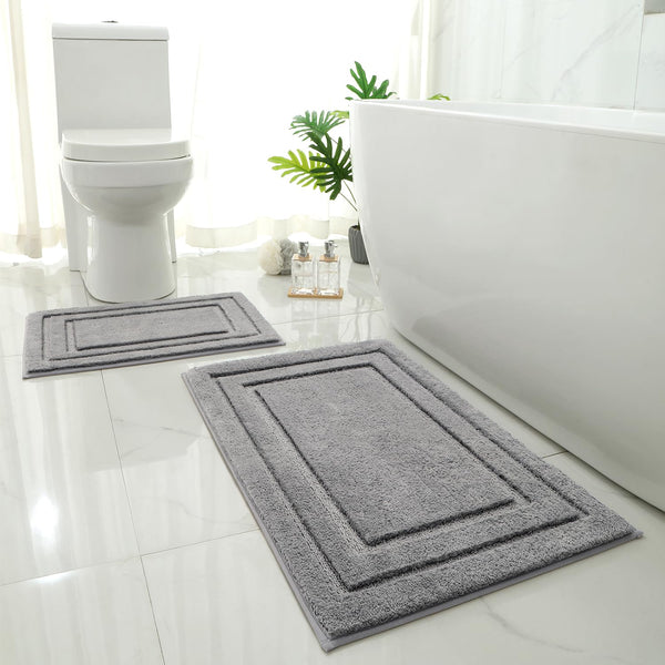 Grey Microfiber Bath Mat (Set of 2)