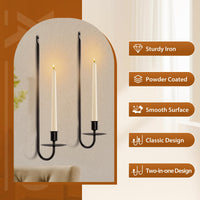 Black Wall Candle Sconces (Set of 2)