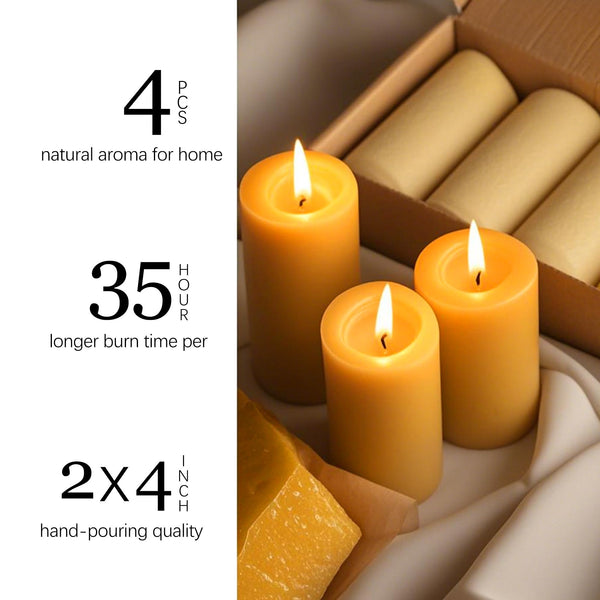Beeswax Pillar Candles (Set of 4)