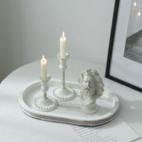 Whitewash Oval Beaded Tray