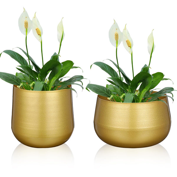 Gold Metal Planter Vase (Set of 2)