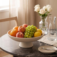 Beige Striped Fruit Bowl