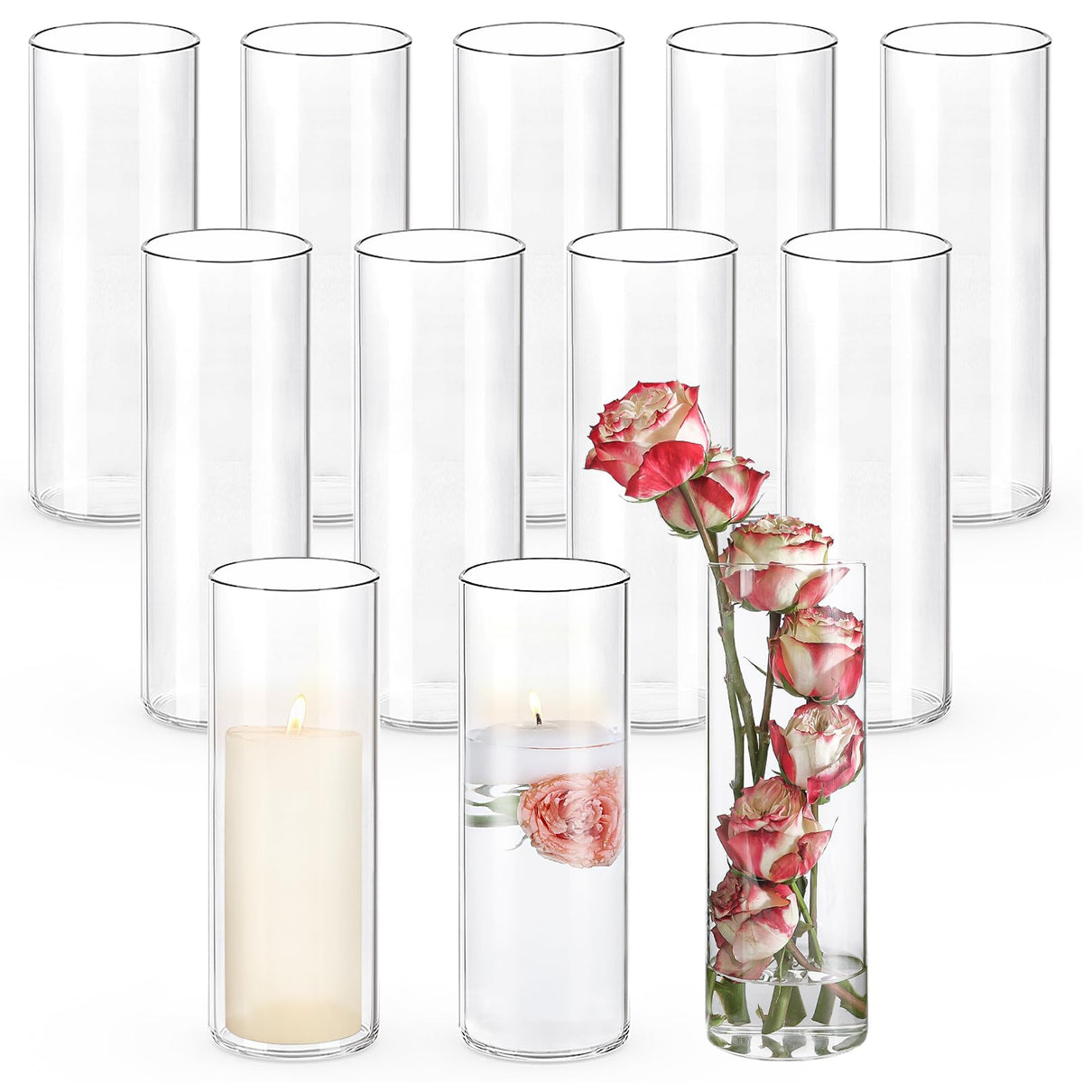 Ten-Inch Cylinder Vases (Set of 12)