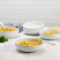 White Beaded Pasta Bowls (Set of 4)