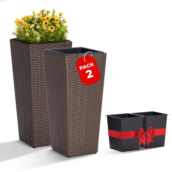 Mocha Rattan Planter (Set of 2)