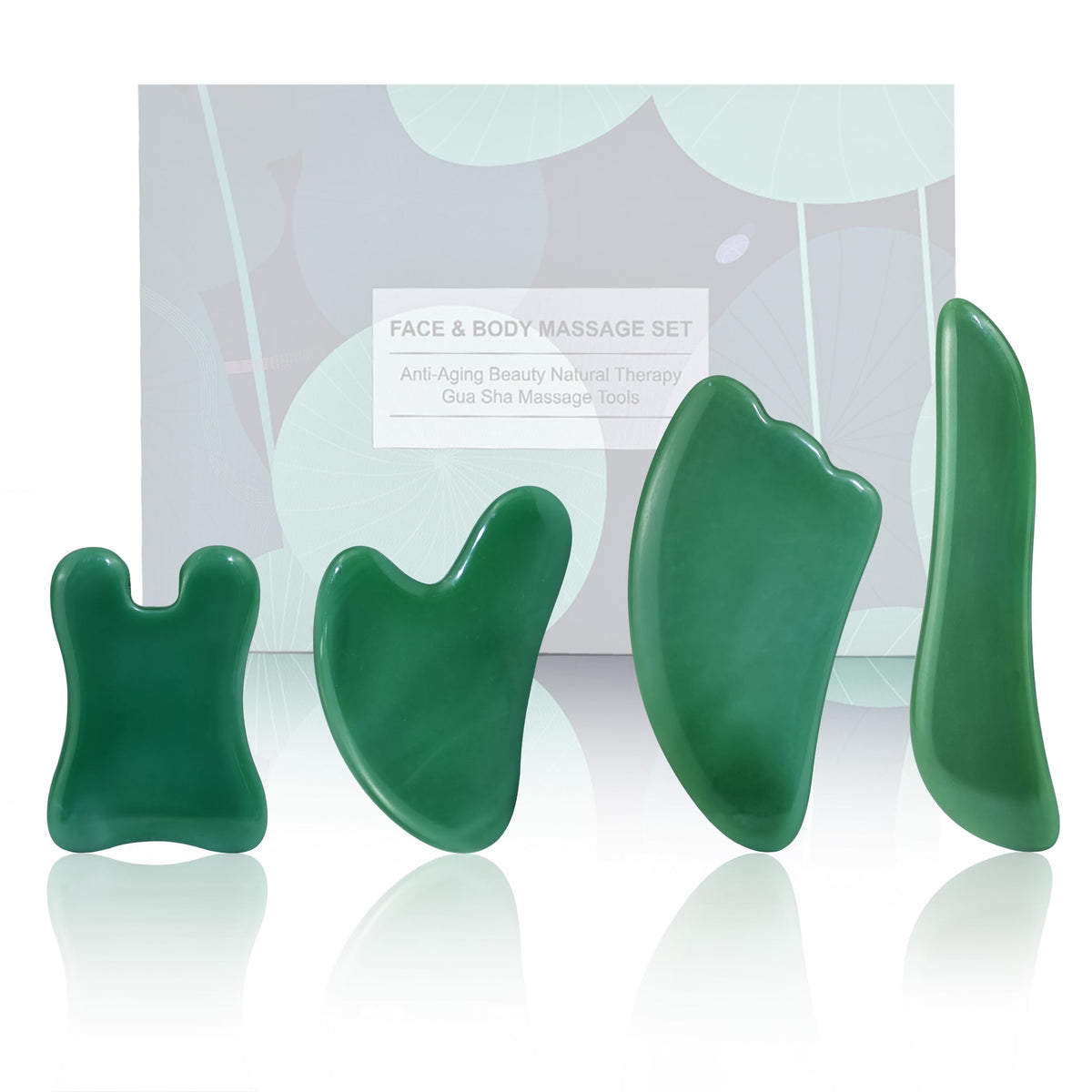 Green Gua Sha Tools (Set of 4)