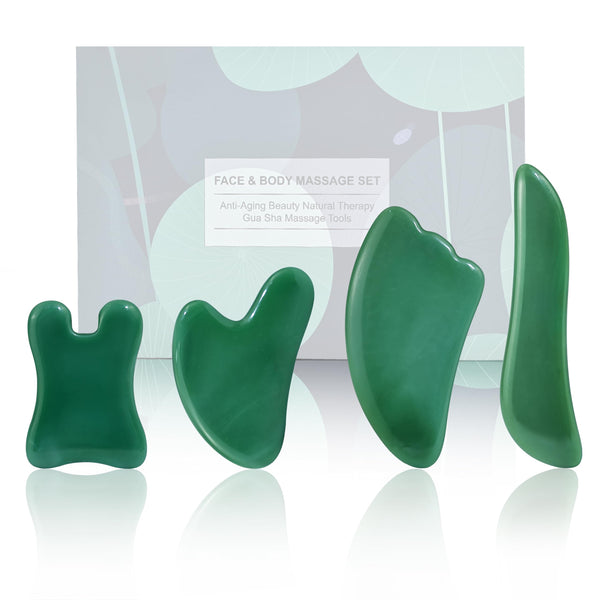 Green Gua Sha Tools (Set of 4)
