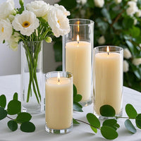 Ivory Pillar Candles & Glass Holders
