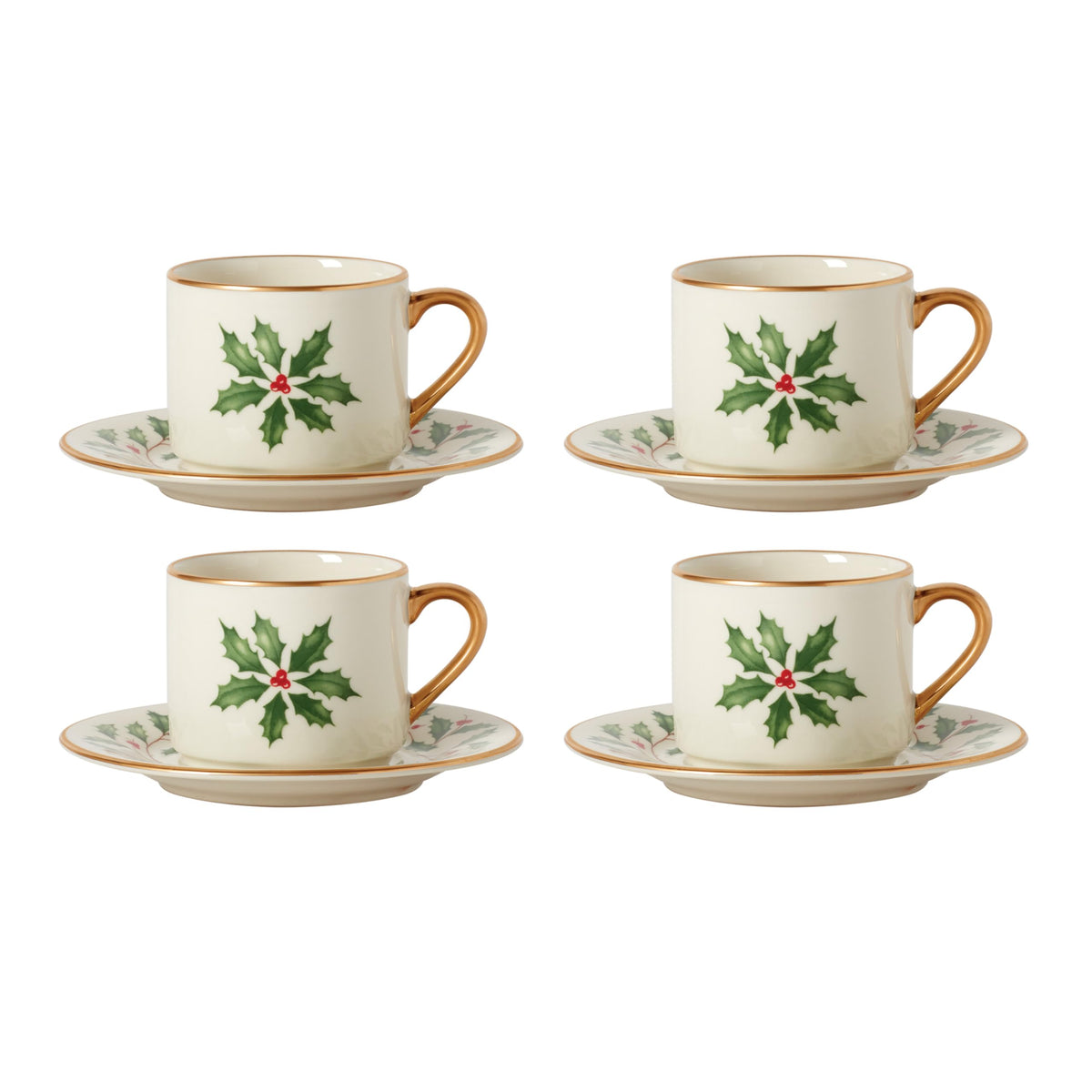 Holiday Espresso Cups & Saucers (Set of 4)