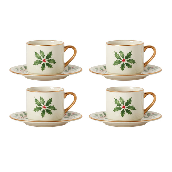 Holiday Espresso Cups & Saucers (Set of 4)