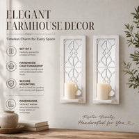 White Wood Candle Sconces (Set of 2)