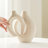 Cream Hollow Ceramic Vase (Set of 2)
