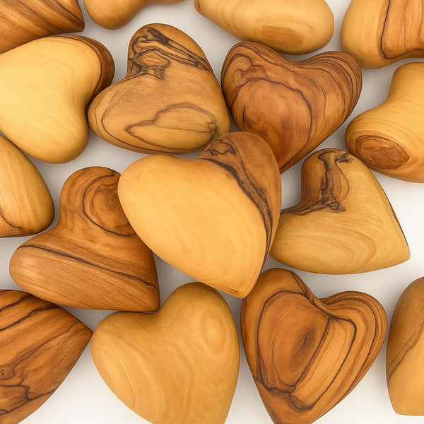 Olive Wood Carved Hearts (Set of 2)
