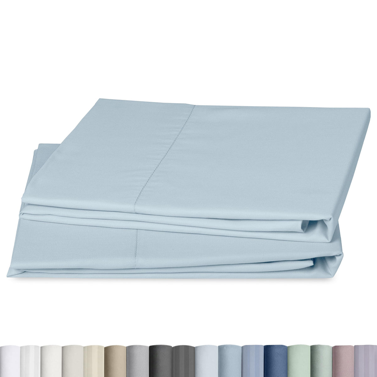 Sky Blue Sateen Pillowcases (Set of 2)
