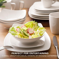 Square White Dinnerware Set (Set of 16)