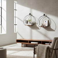 Black Round Wall Candle Sconces (Set of 2)