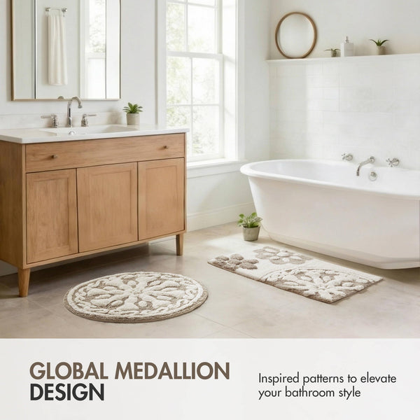 Taupe Cotton Bath Rug