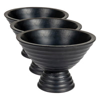 Black Wood Pedestal Bowls (Set of 3)