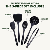 Black Nonstick Cooking Utensils (Set of 5)
