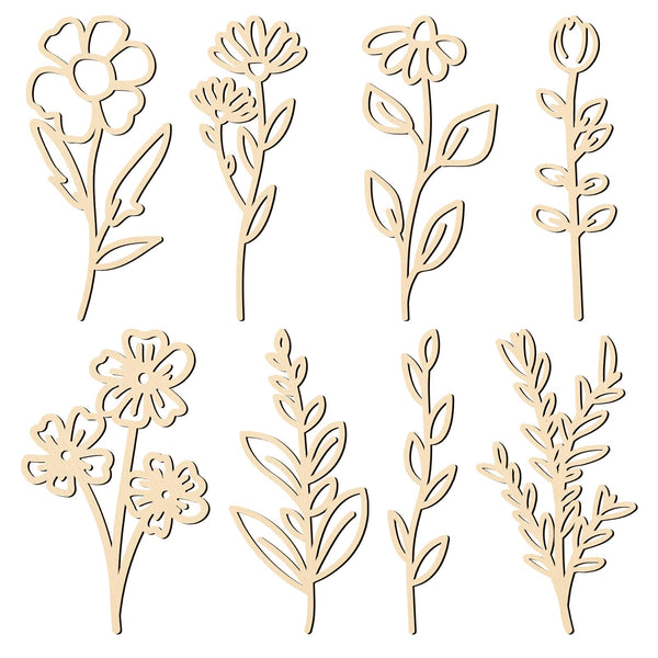 3D Wooden Flowers Wall Decor (Set of 8)
