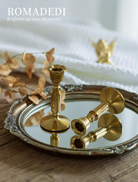 Gold Brass Taper Holders (Set of 6)
