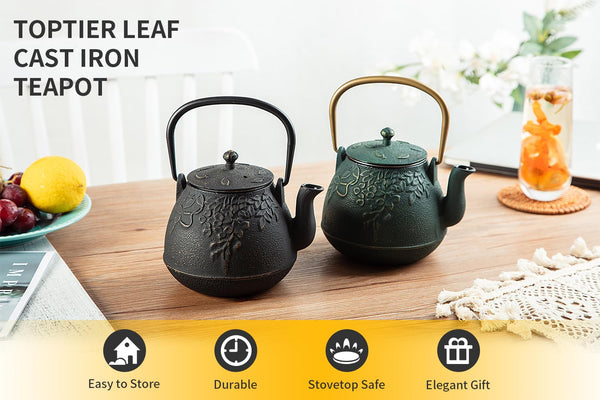 Dark Green Cast Iron Teapot