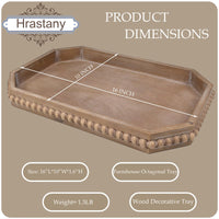 Brown Beaded Wood Serving Tray