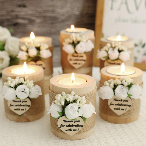 Rose Wood Tealight Holder (Set of 12)