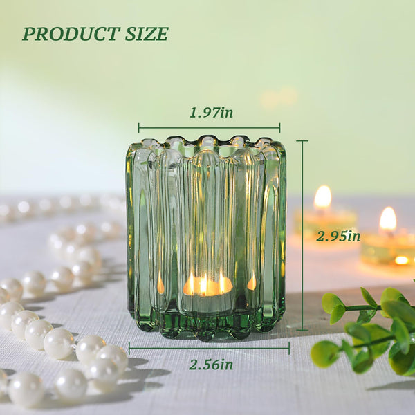 Green Glass Tealight Holders (Set of 6)