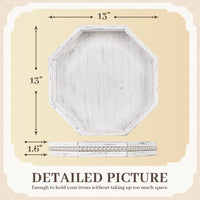 Retro White Beaded Wood Tray