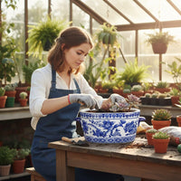 Blue and White Cachepot Vase