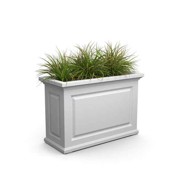 White Self-Watering Trough Planter