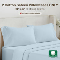 Sky Blue Sateen Pillowcases (Set of 2)