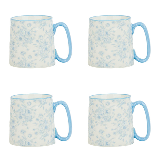 Blue Toile Mugs (Set of 4)