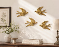 Gold Swallow Wall Sculpture (Set of 4)