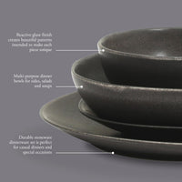 Black Stoneware Dinnerware (Set of 16)