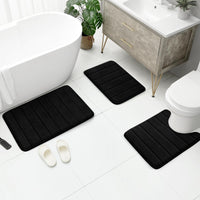 Black Memory Foam Bath Mat (Set of 3)