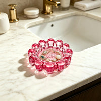 Red Bubble Glass Candle Dish