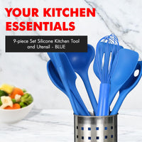Blue Silicone Kitchen Tools (Set of 9)