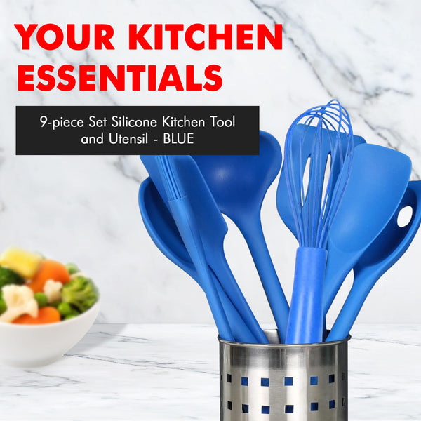 Blue Silicone Kitchen Tools (Set of 9)