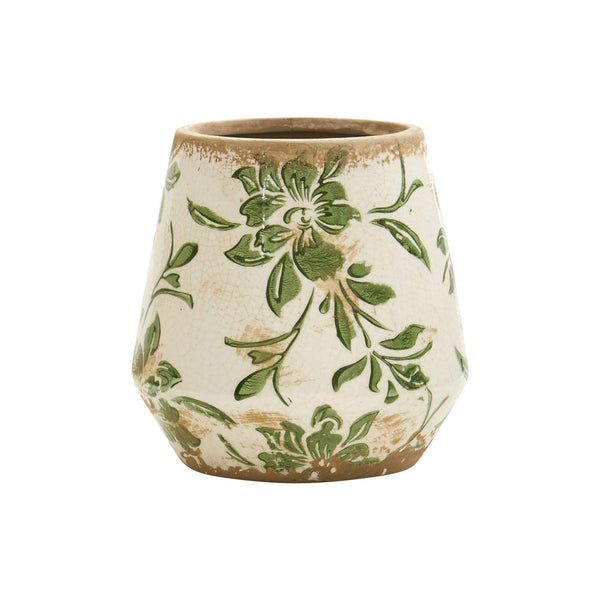 Green Scroll Ceramic Vase