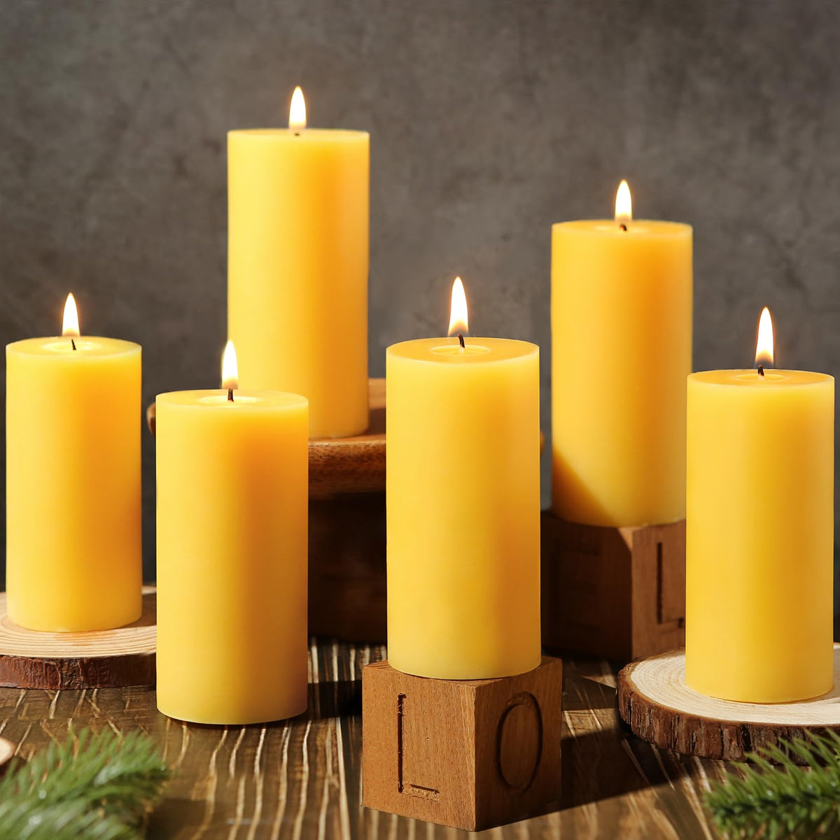 Beeswax Pillar Candles (Set of 6)