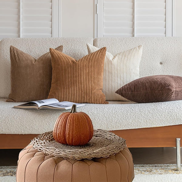 Brown Corduroy Pillow Cover (Set of 4)
