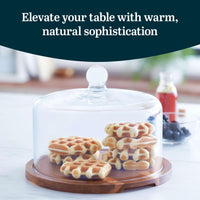 Acacia Cake Stand with Dome (Set of 2)