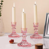 Pink Taper Candlestick Holders (Set of 12)